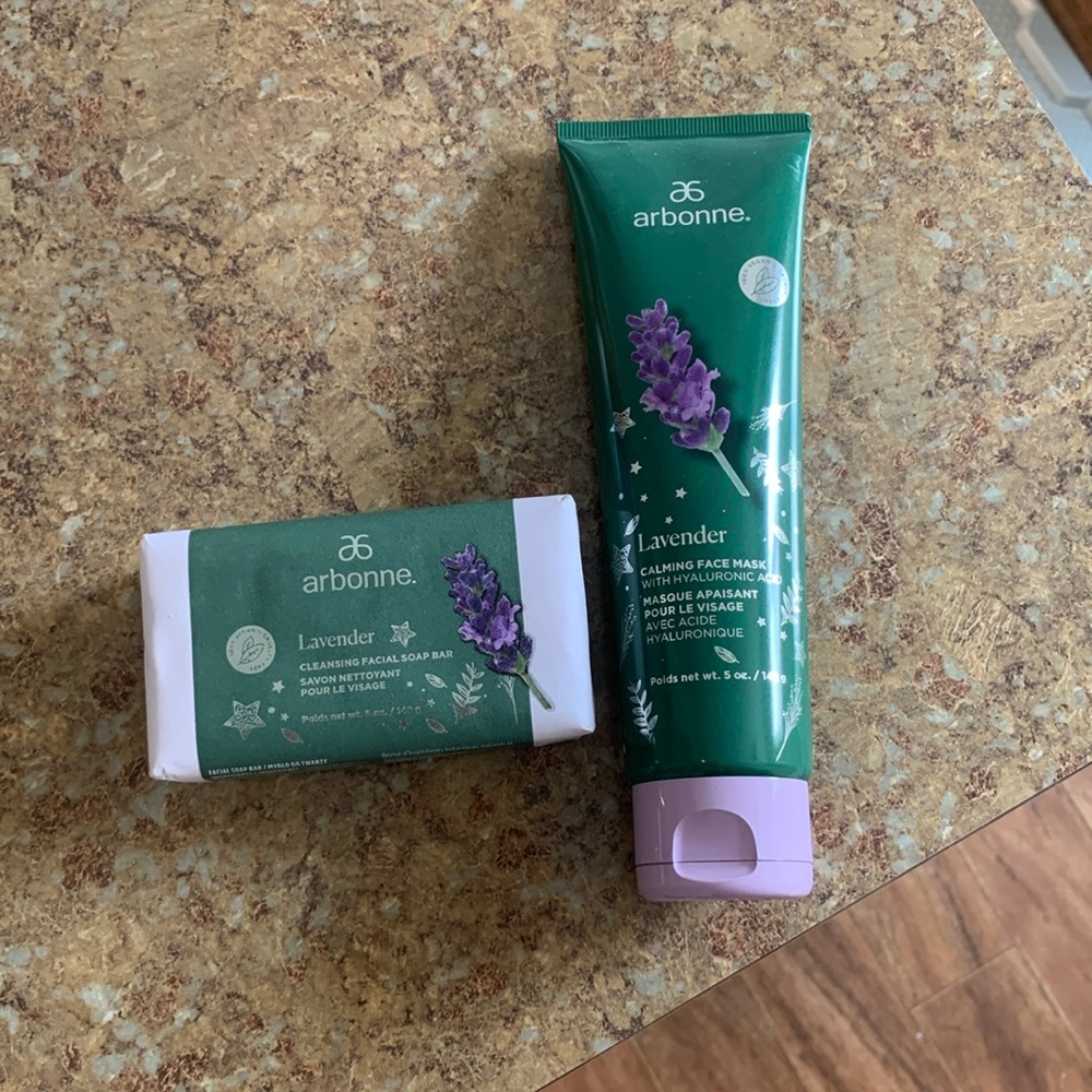 Arbonne Lavender calming face mask & Cleansing facial bar